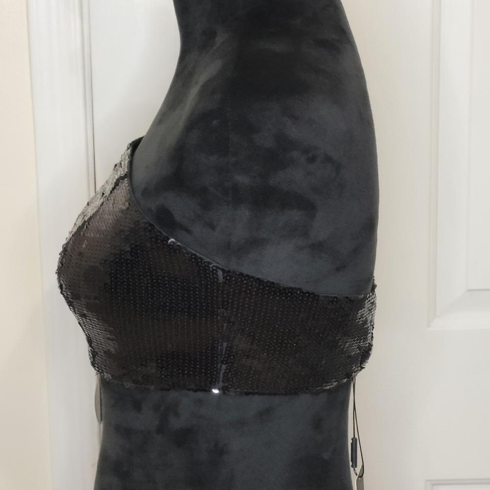 Fashion Nova Nemara Sequin Tube Top Dress Cropped Black Size XLarge - Picture 4 of 12